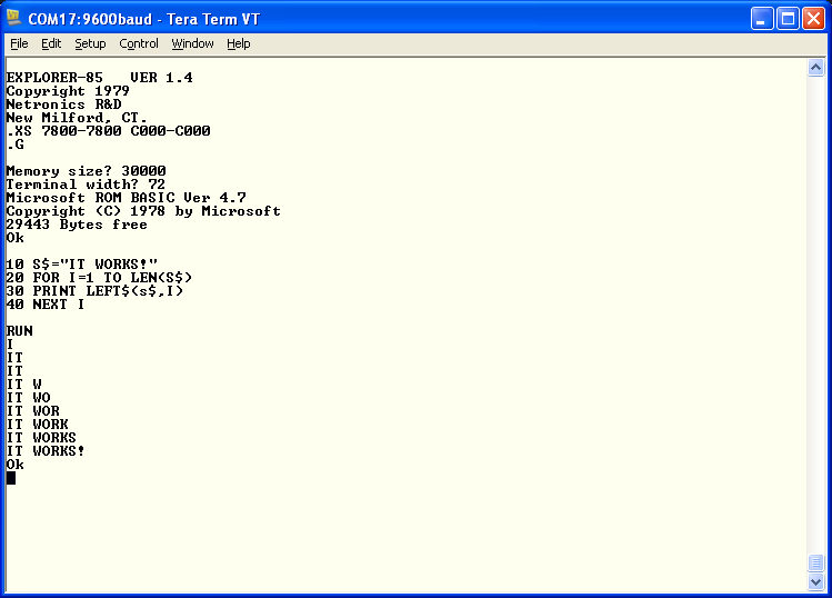 Simple 8085 Output